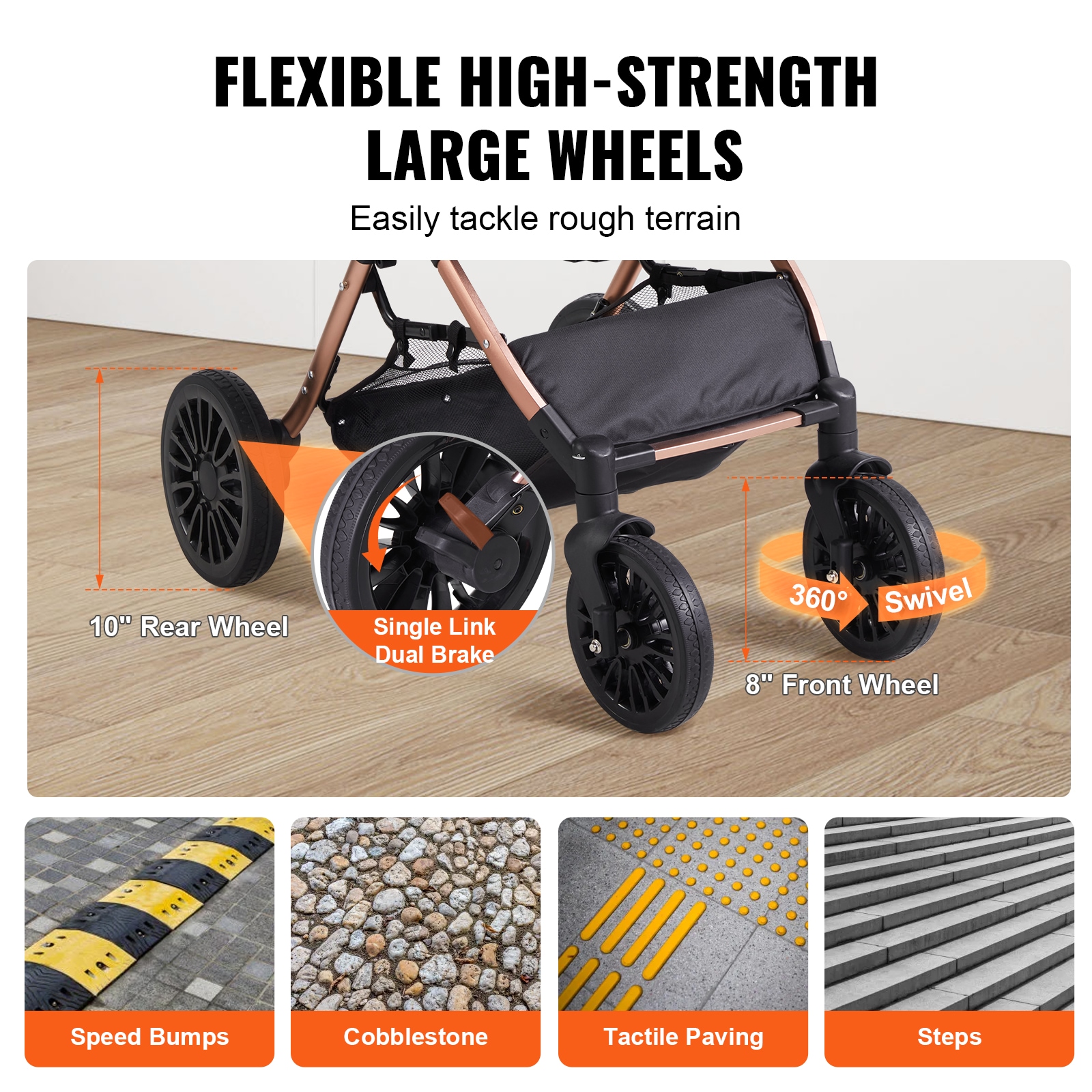 Pet Stroller For Dogs With Detachable Carrier And Storage Basket_voghion.com
